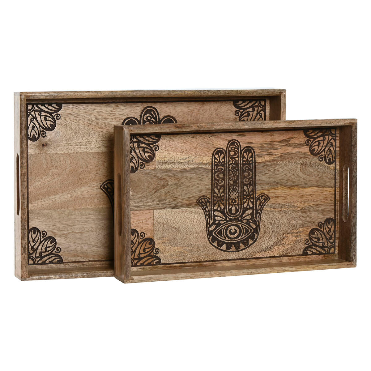 Jeux de plateaux Home ESPRIT Naturel Bois de manguier 43,5 x 27 x 5,5 cm (2 Unités)