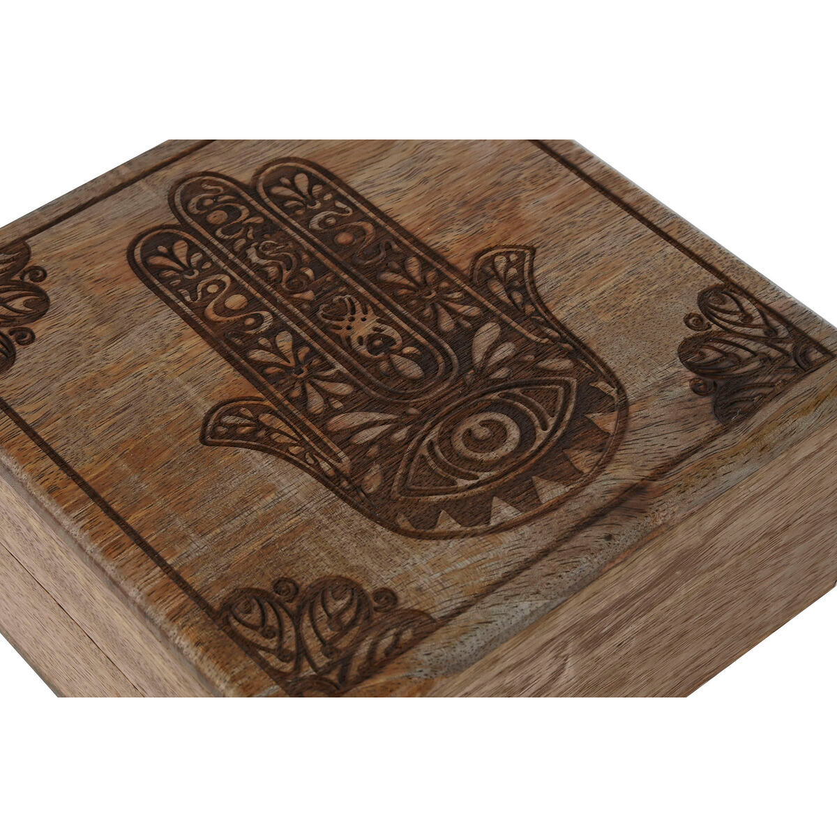 Boîte à bijoux Home ESPRIT Naturel Bois de manguier 18 x 18 x 9 cm (2 Pièces)