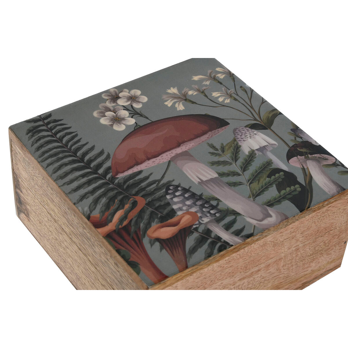 Boîte à bijoux Home ESPRIT Bleu Naturel Bois de manguier 18 x 18 x 9 cm (2 Pièces)