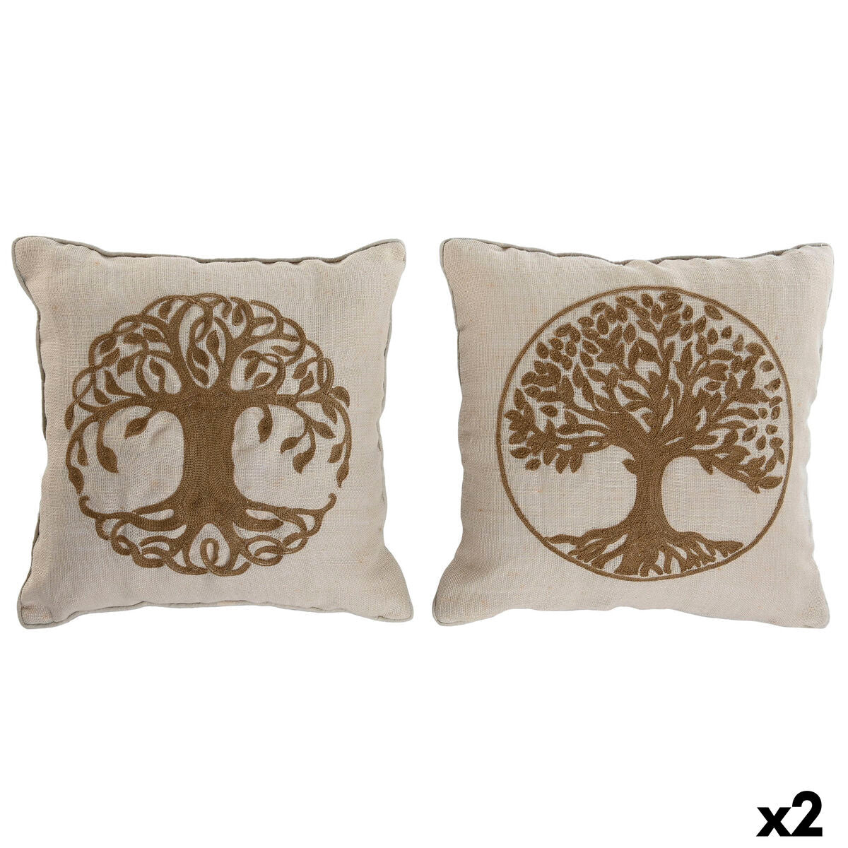 Coussin Home ESPRIT Blanc Naturel Arbre Romantique 45 x 15 x 45 cm (2 Unités)