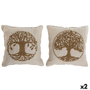 Coussin Home ESPRIT Blanc Naturel Arbre Romantique 45 x 15 x 45 cm (2 Unités)