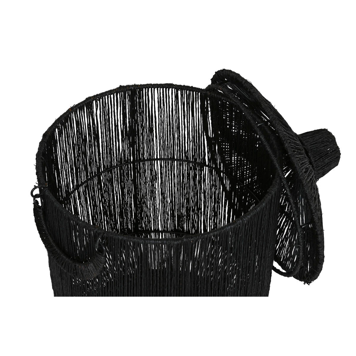 Set de basket Home ESPRIT Noir Jute Métal (2 Pièces)