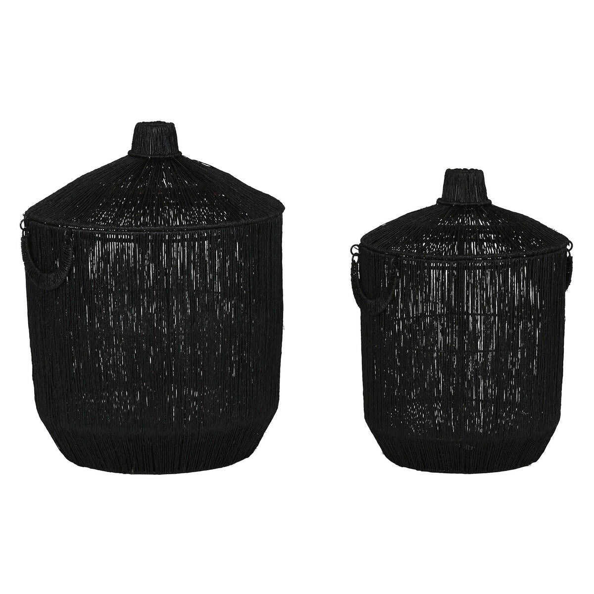 Set de basket Home ESPRIT Noir Jute Métal (2 Pièces)