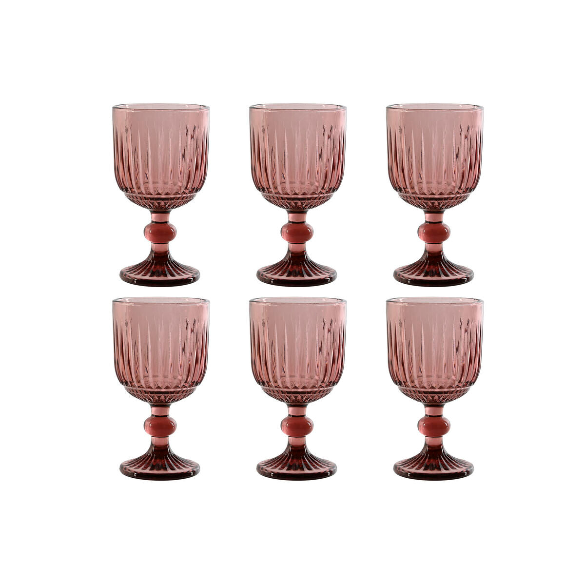 Set de Verres Home ESPRIT Rose Verre 8 x 8 x 14,5 cm (6 Unités)