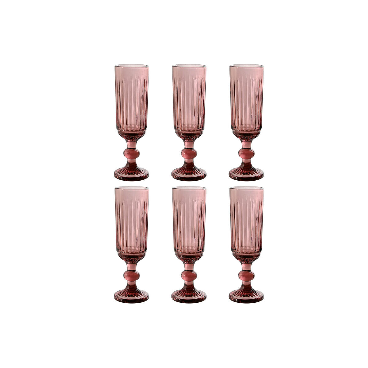 Set de Verres Home ESPRIT Rose Verre 6 x 6 x 18,4 cm (6 Unités)