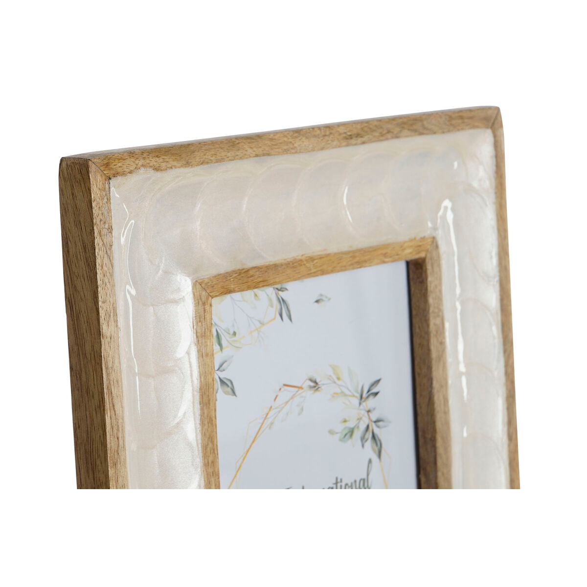 Cadre photo Home ESPRIT Blanc Naturel Nacre noire Bois de manguier Moderne 21,5 x 2 x 27 cm