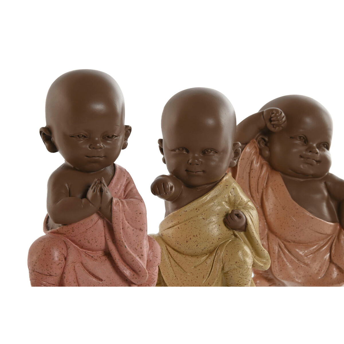 Figurine Décorative Home ESPRIT Orange Corail Citron Résine Moine Oriental 8 x 5,5 x 12,7 cm (3 Unités)