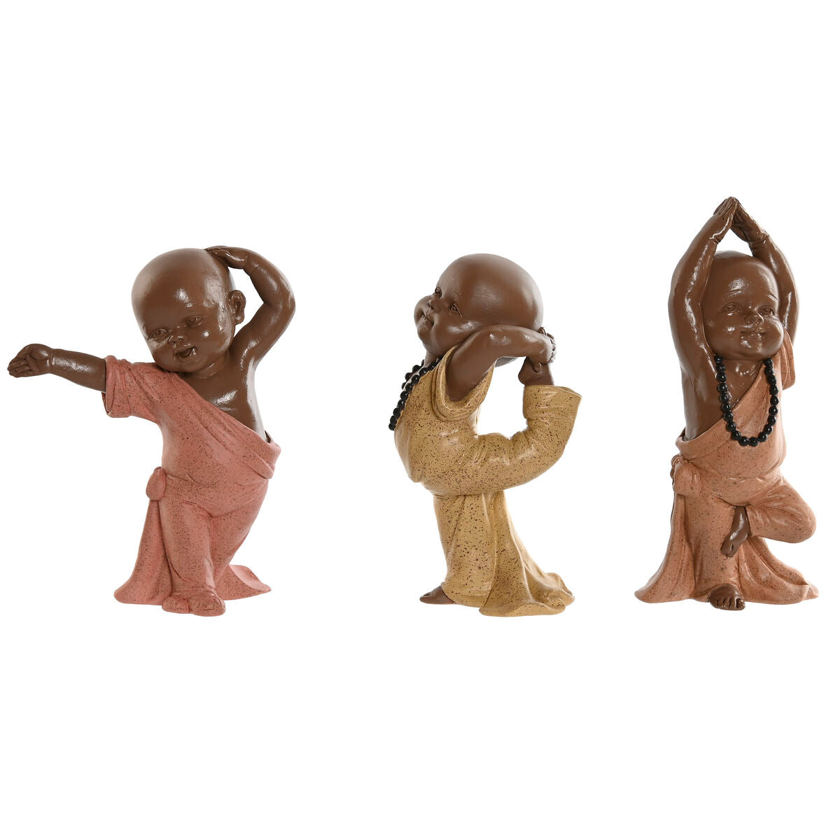 Figurine Décorative Home ESPRIT Orange Corail Citron Résine Moine Oriental 11,5 x 5,5 x 14,5 cm (3 Unités)