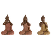 Figurine Décorative Home ESPRIT Orange Corail Citron Résine Buda Oriental 9 x 6 x 13 cm (3 Unités)