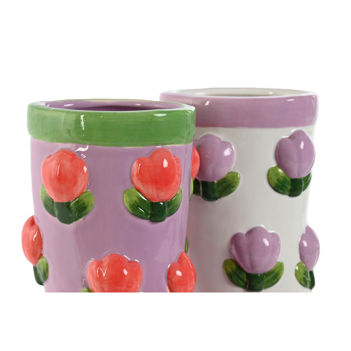 Cache-pot Home ESPRIT Blanc Lila Dolomite Botte 21 x 11 x 22 cm (2 Unités)