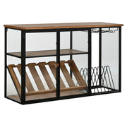 Range Bouteilles Home ESPRIT Noir Naturel Bois Métal Verre 102 x 32 x 60 cm