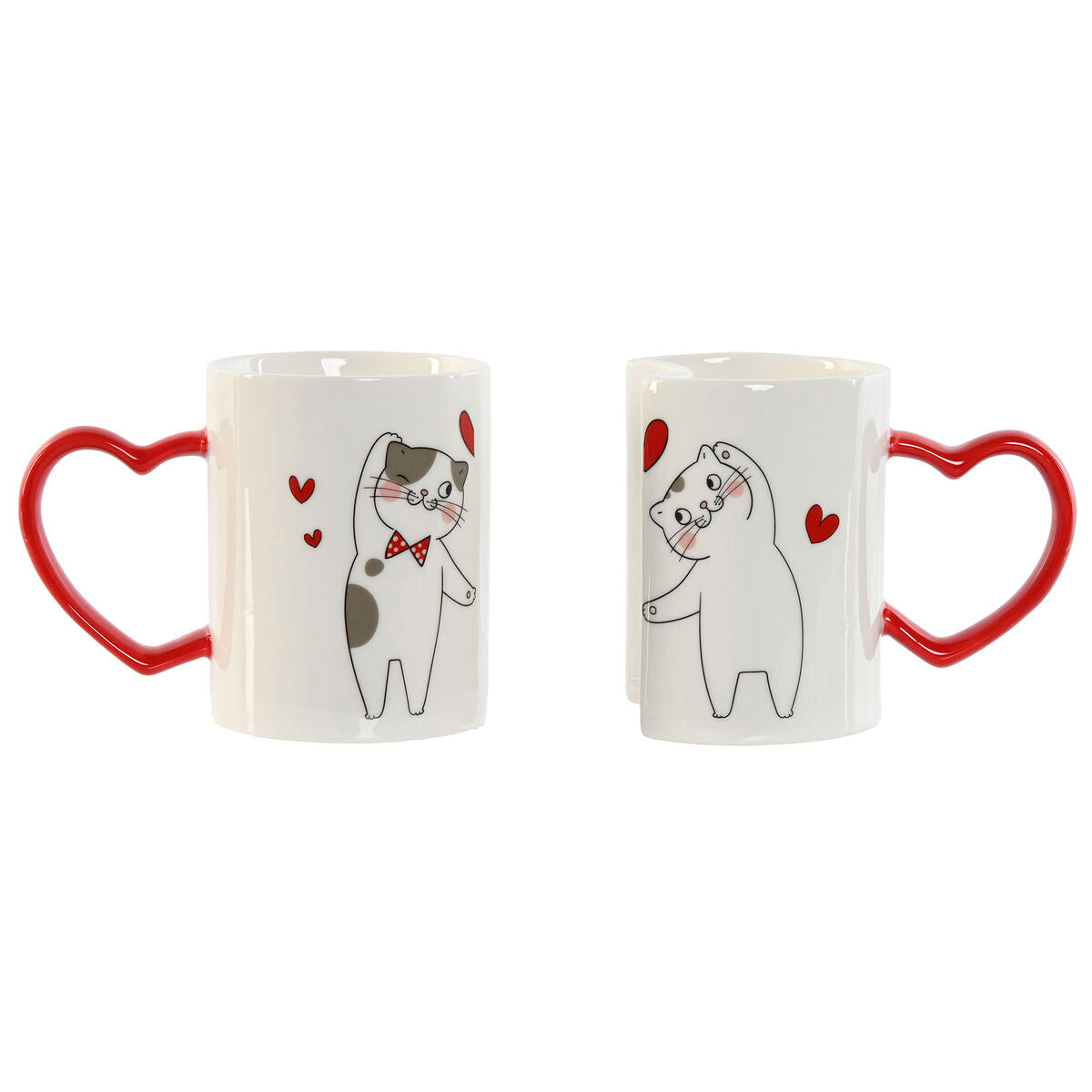 Ensemble de 2 mugs Home ESPRIT Love Blanc Rouge Chats