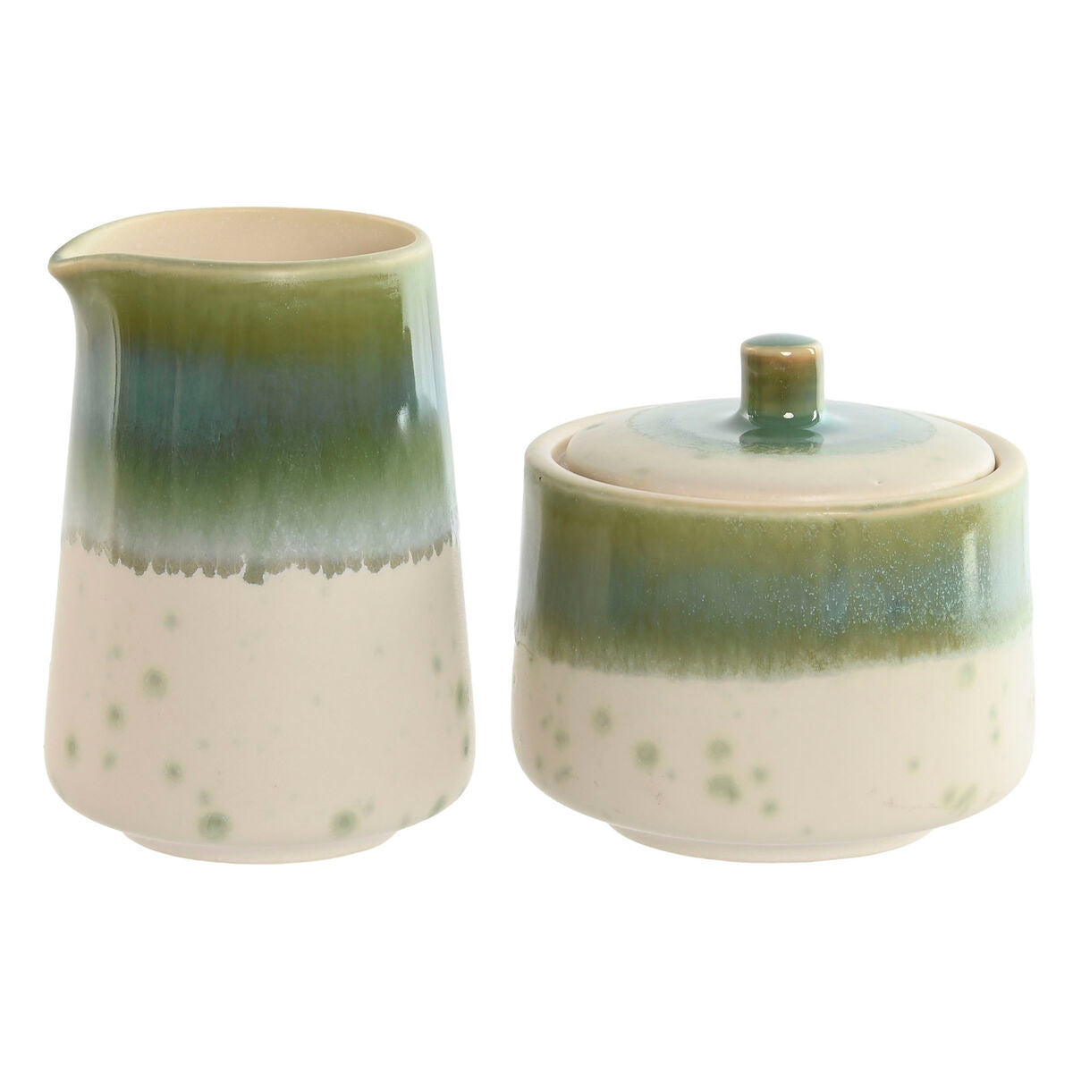 Laitière et sucrier Home ESPRIT Blanc Vert Porcelaine 250 ml 9 X 9 X 8,4 cm 2 Pièces