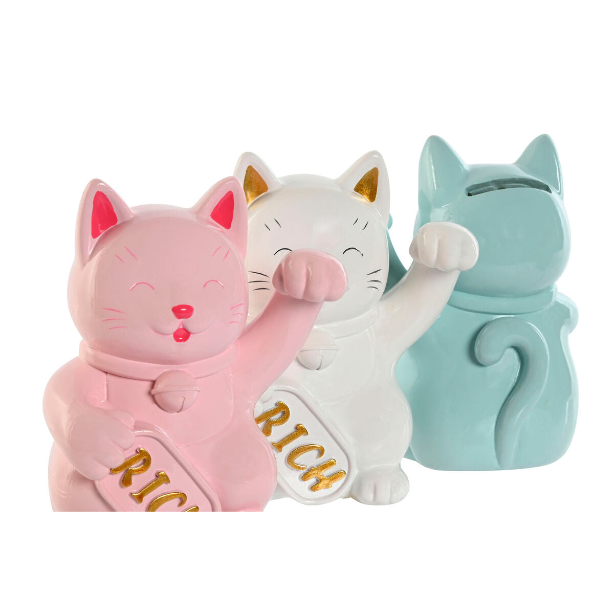 Tirelire Home ESPRIT Résine Chat 12 x 9,5 x 16 cm (3 Unités)