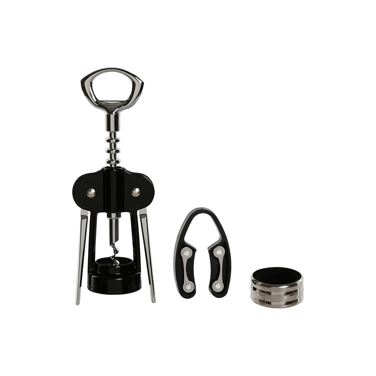 Set d'Accessoires pour Vin Home ESPRIT Noir Naturel Acier inoxydable Bois MDF 21 x 14,5 x 5,4 cm