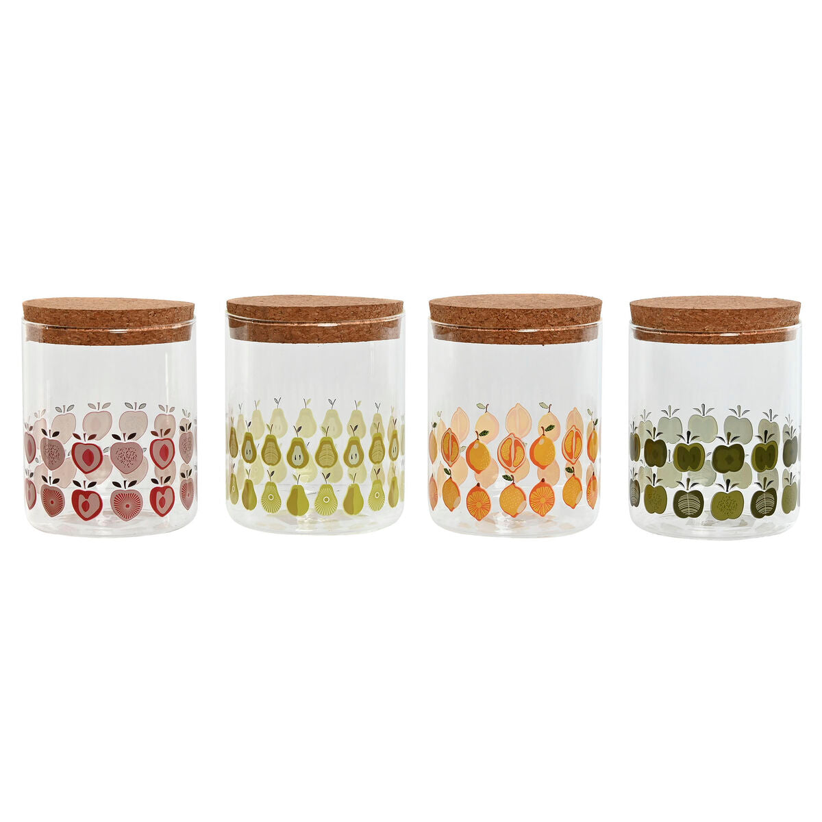 Boîte Home ESPRIT Jaune Vert Naturel Liège Silicone Verre Borosilicaté Shabby Chic 700 ml (4 Unités)