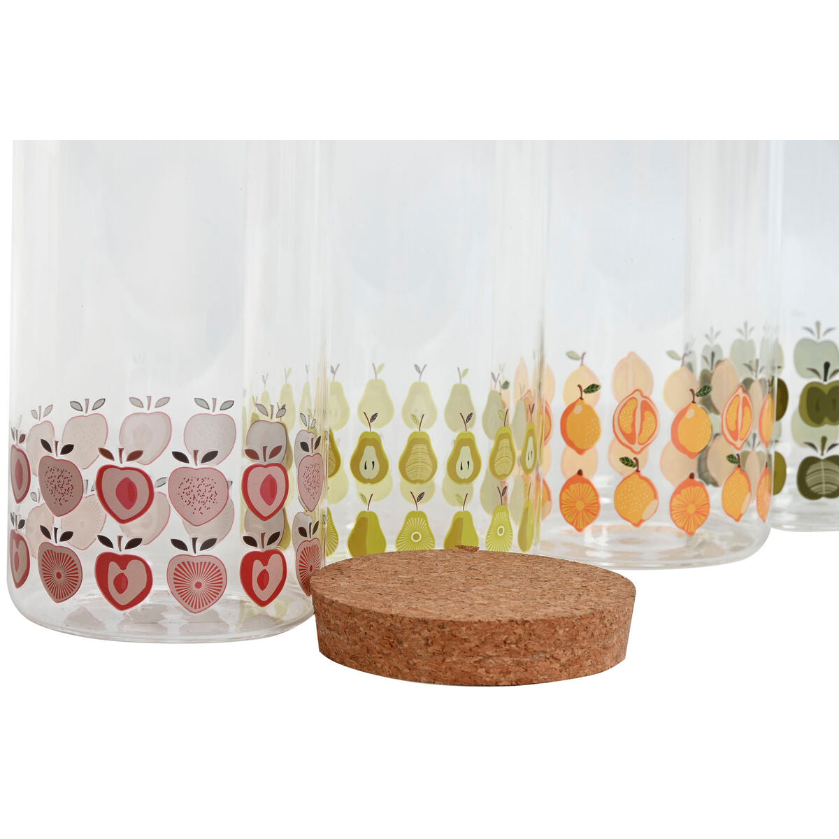 Boîte Home ESPRIT Jaune Vert Naturel Liège Silicone Verre Borosilicaté Shabby Chic 1 L (4 Unités)