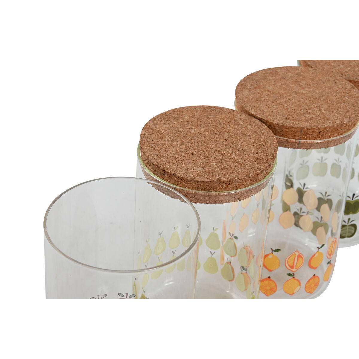 Boîte Home ESPRIT Jaune Vert Naturel Liège Silicone Verre Borosilicaté Shabby Chic 1 L (4 Unités)