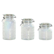 Set de 3 Boites Home ESPRIT Transparent Métal Verre 1,2 L 3 Pièces