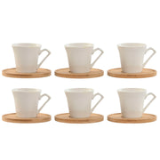Jeu de 6 tasses avec plat Home ESPRIT Blanc Bambou Porcelaine 90 ml