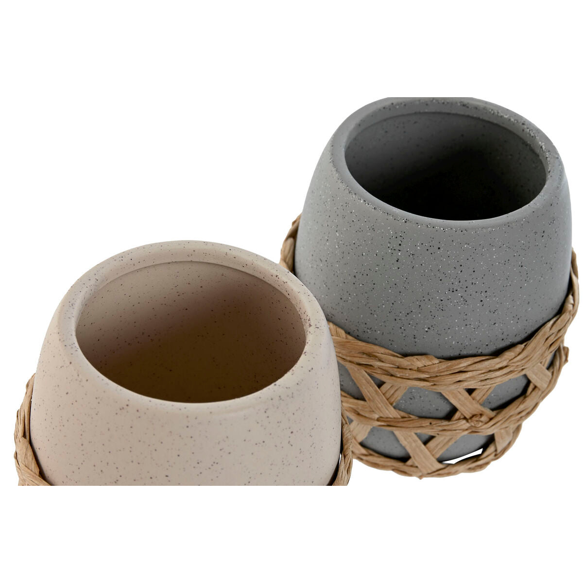 Support pour brosses à dents Home ESPRIT Gris Crème Dolomite 9 x 9 x 10,5 cm (2 Unités)