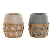 Support pour brosses à dents Home ESPRIT Gris Crème Dolomite 9 x 9 x 10,5 cm (2 Unités)