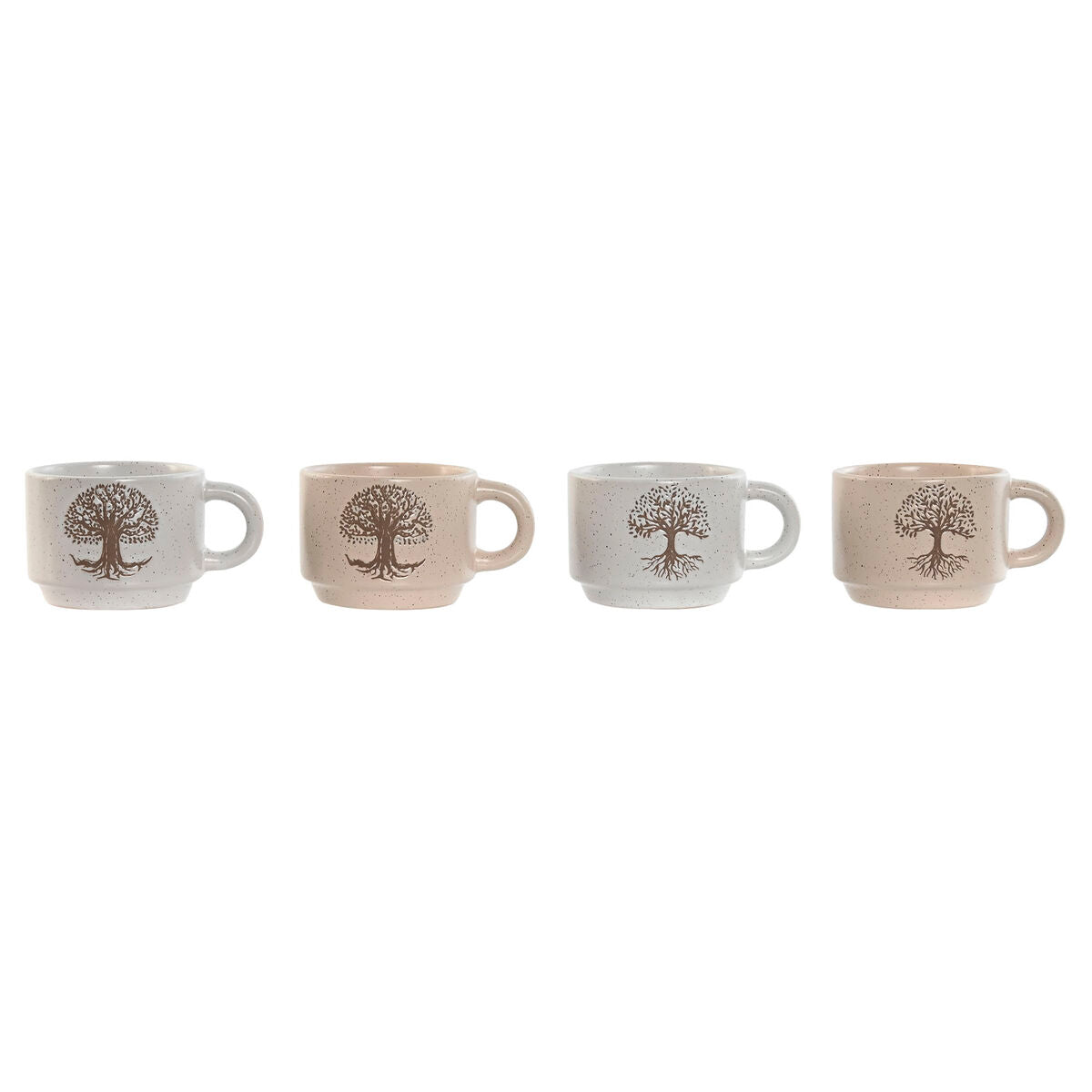 Ensemble de tasses à café Home ESPRIT Blanc Beige Métal Grès 150 ml