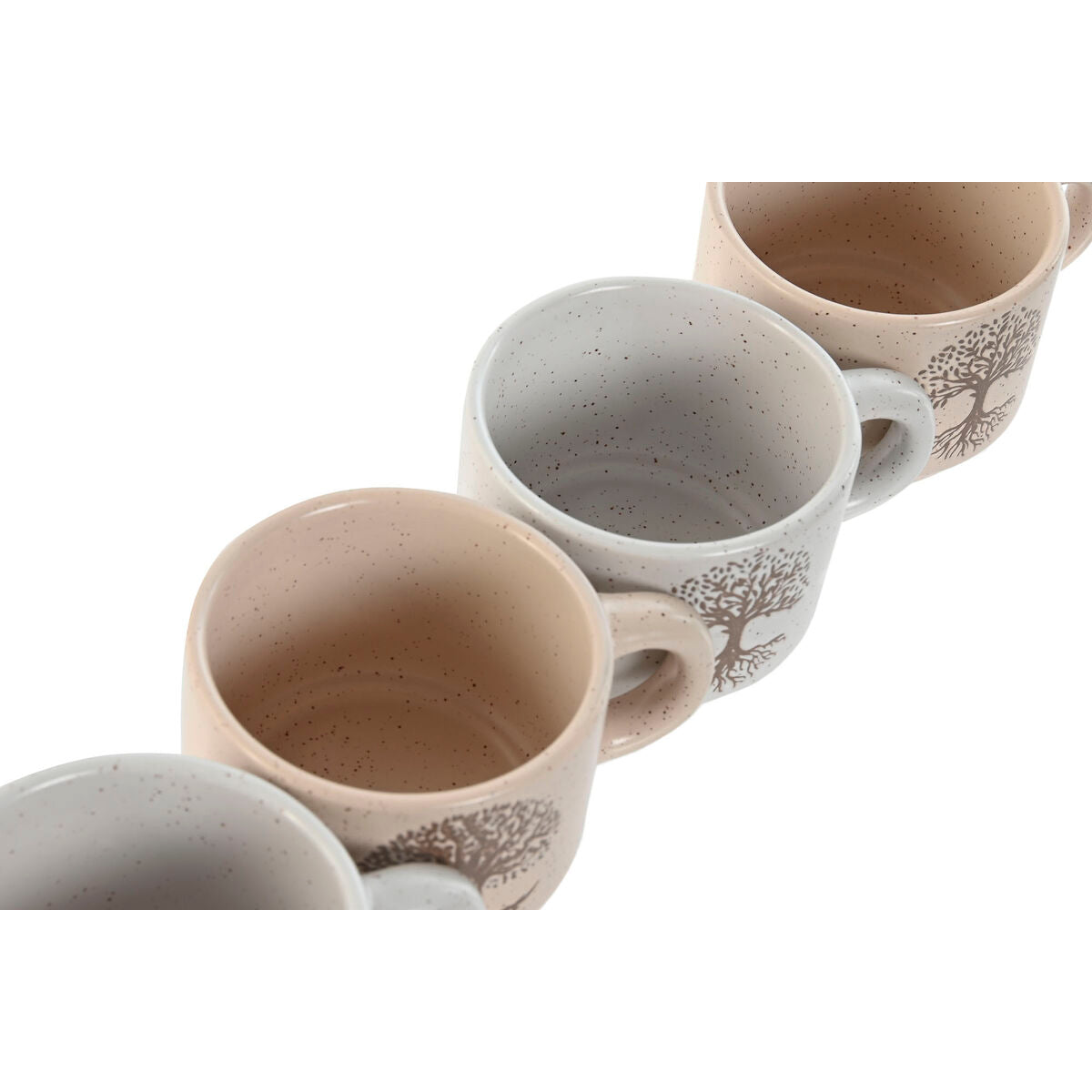 Ensemble de tasses à café Home ESPRIT Blanc Beige Métal Grès 150 ml