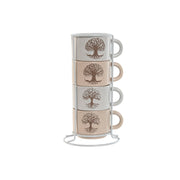 Ensemble de tasses à café Home ESPRIT Blanc Beige Métal Grès 150 ml