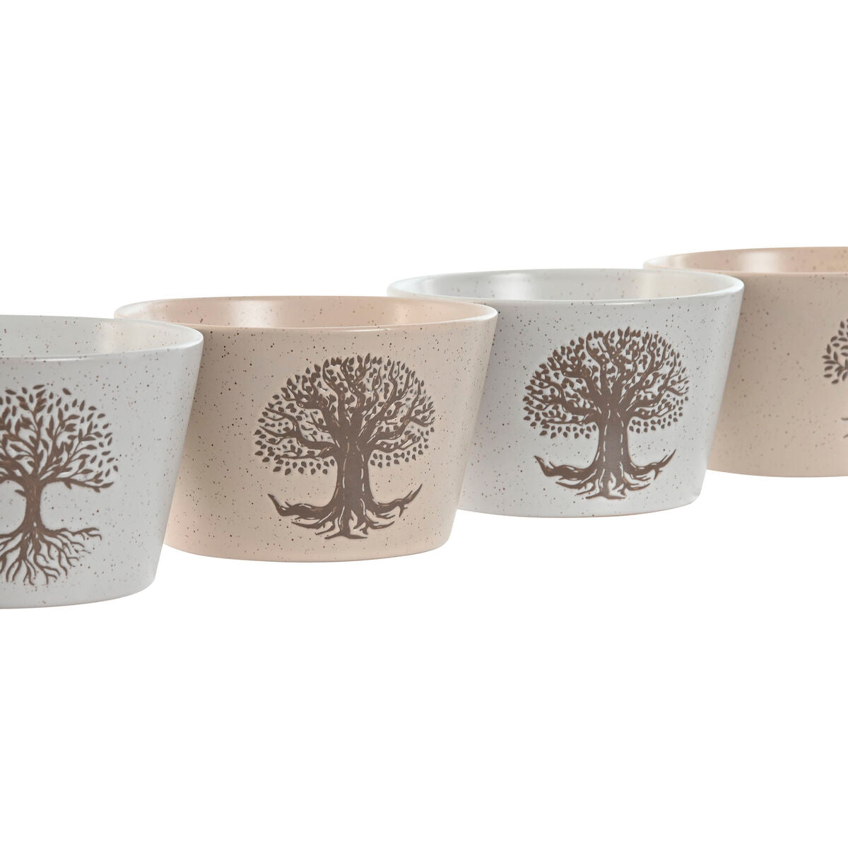 Bol Home ESPRIT Blanc Beige Grès 570 ml 13 x 13 x 8 cm (4 Unités)