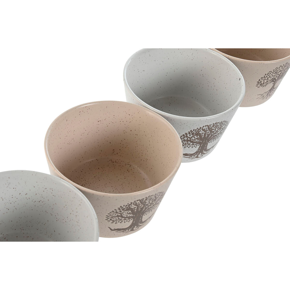 Bol Home ESPRIT Blanc Beige Grès 570 ml 13 x 13 x 8 cm (4 Unités)