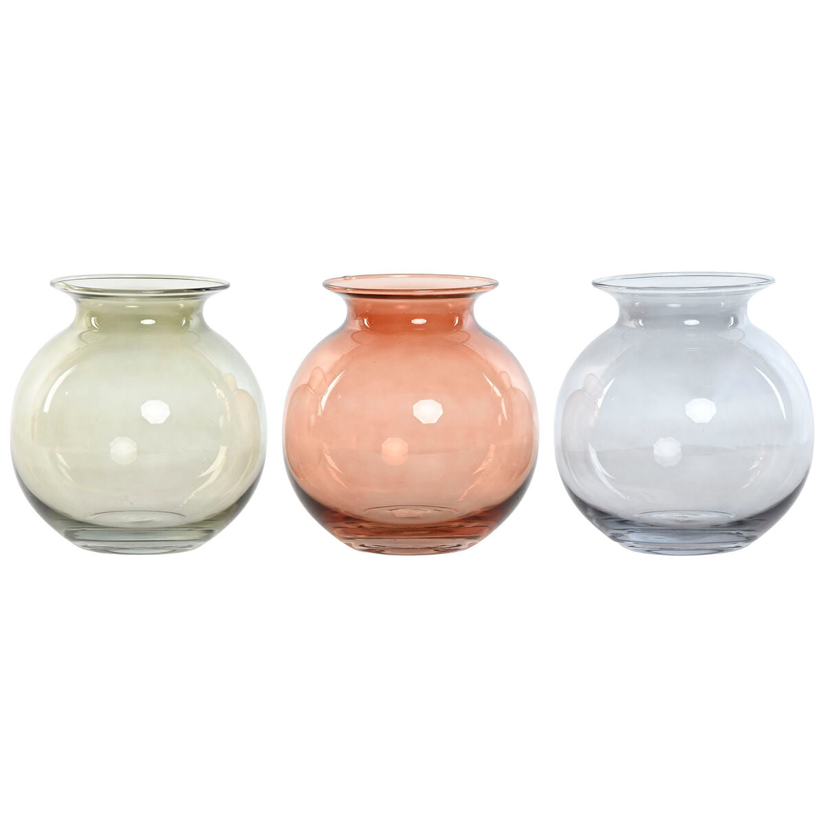 Vase Home ESPRIT Bleu Vert Ambre Verre Moderne 17,5 X 17,5 X 18,2 cm (3 Unités)