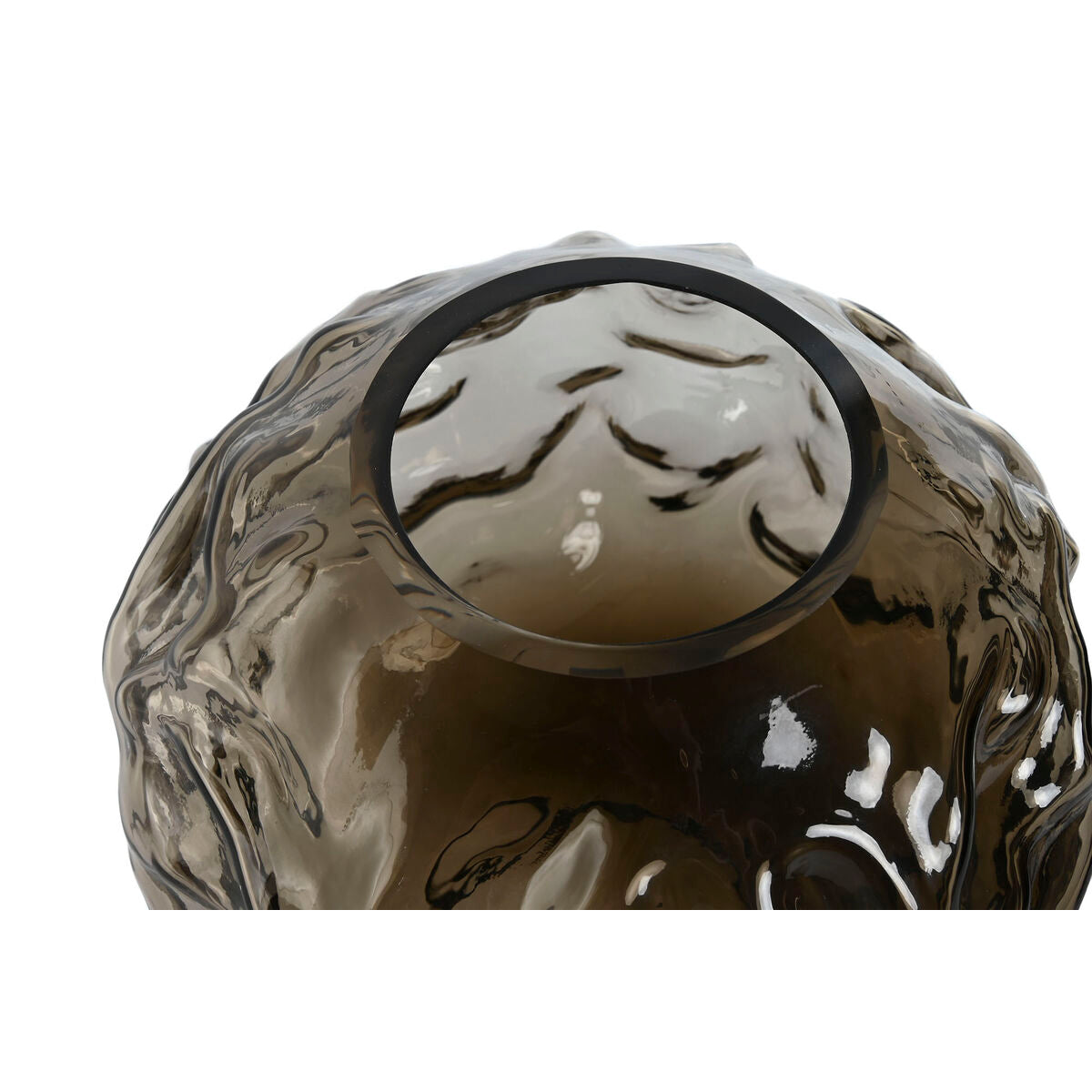 Vase Home ESPRIT Brun foncé Verre Moderne 21,5 x 21,5 x 19 cm