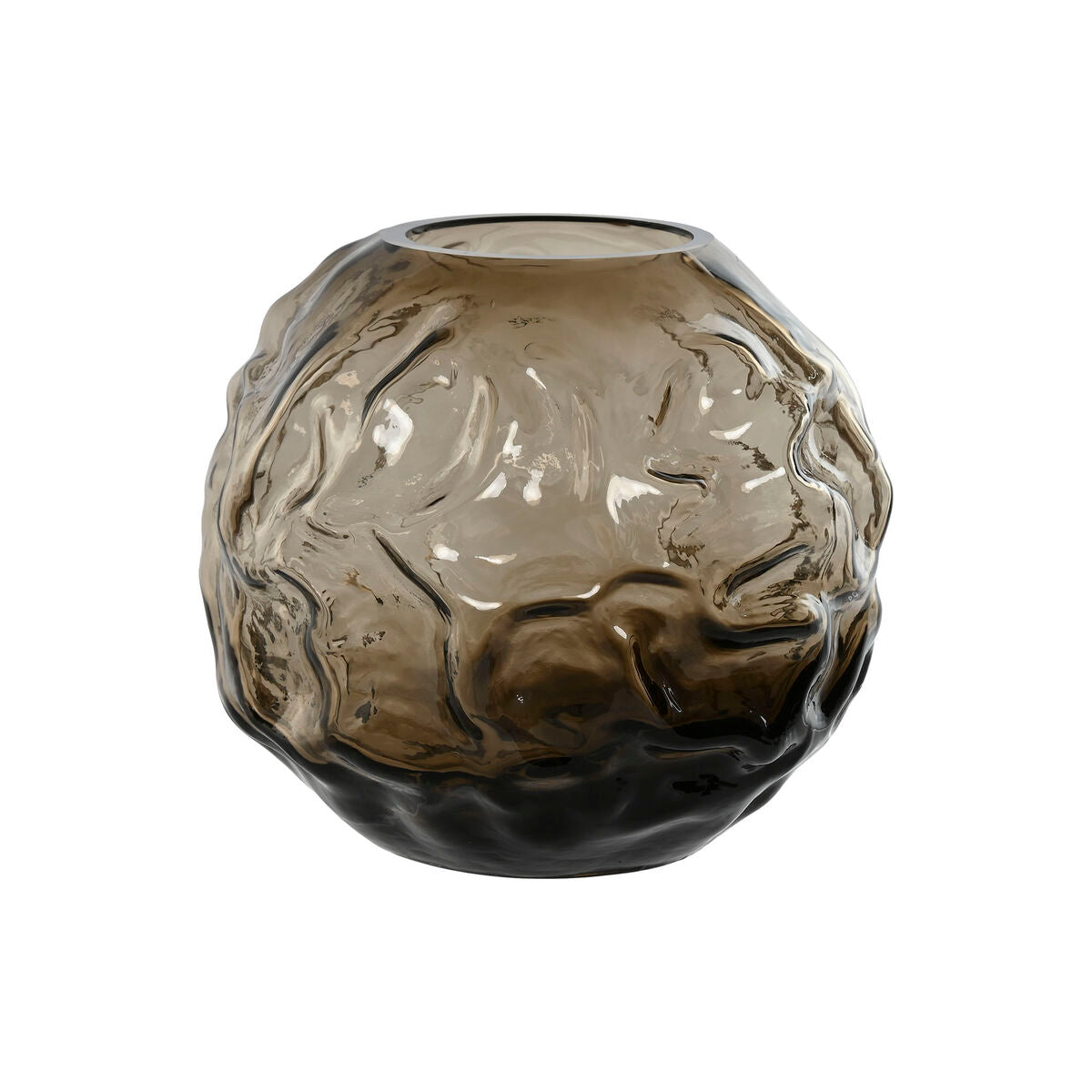 Vase Home ESPRIT Brun foncé Verre Moderne 21,5 x 21,5 x 19 cm