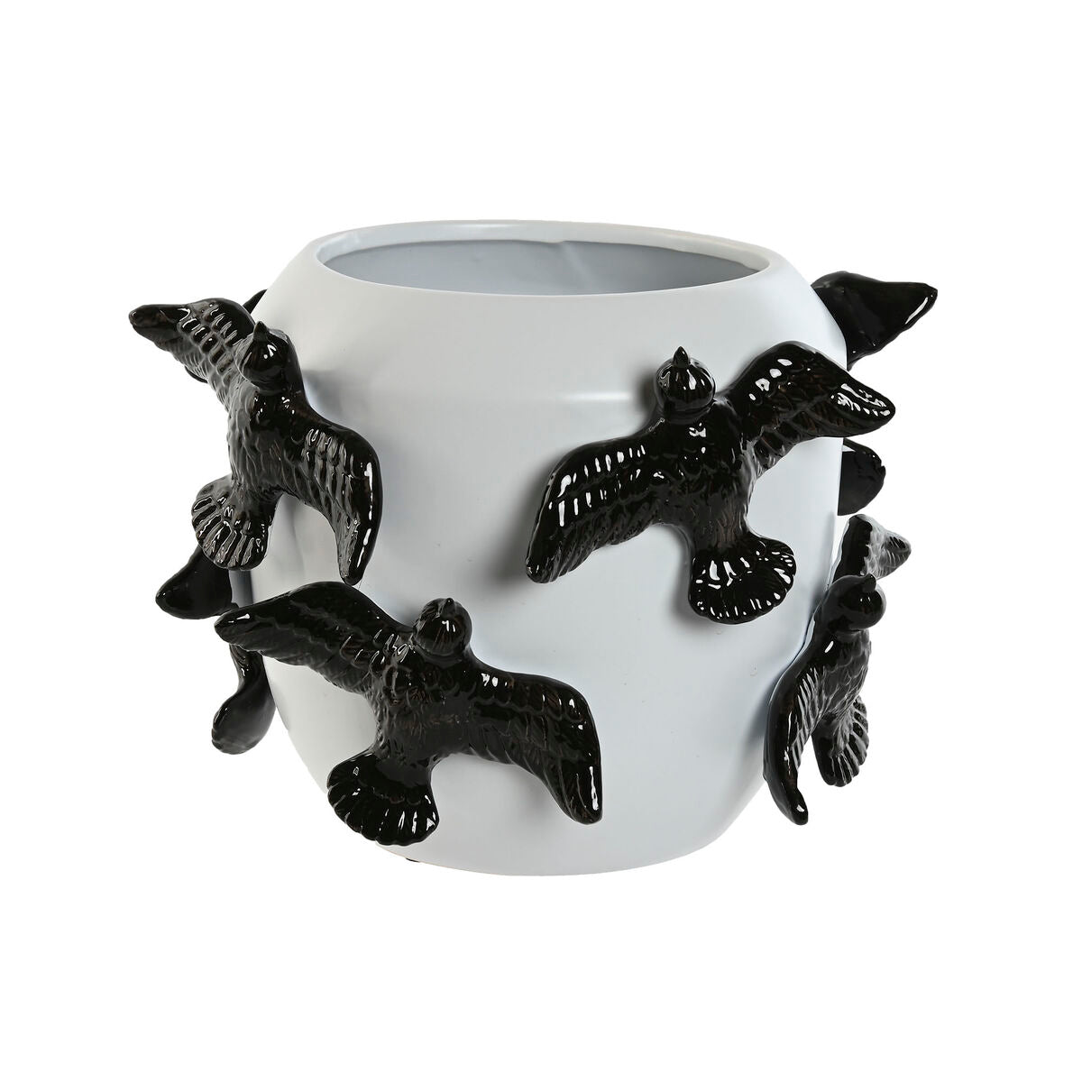 Vase Home ESPRIT Blanc Noir Grès Moderne 29 X 29 X 21,5 cm