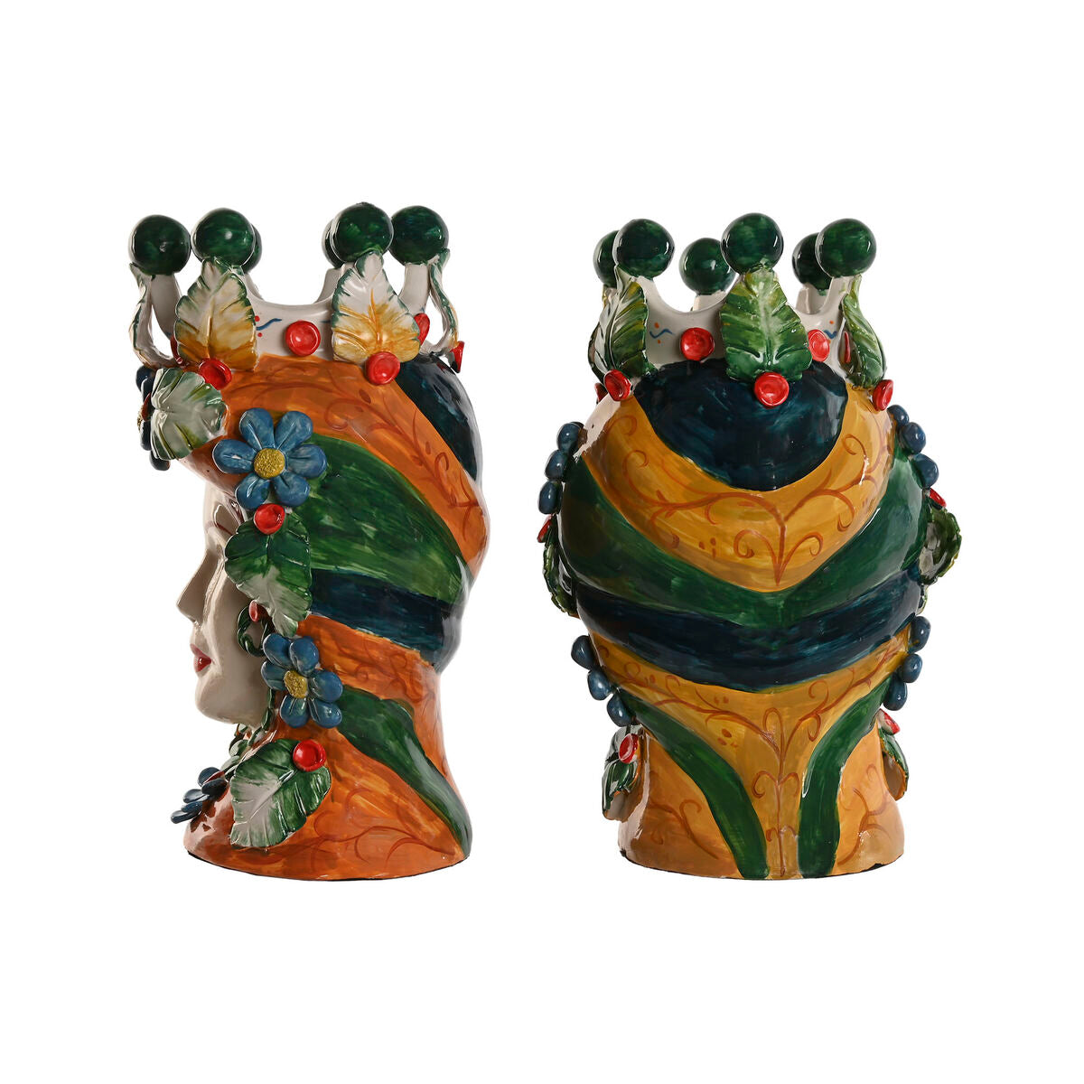 Cache-pot Home ESPRIT Vert Multicouleur Porcelaine 20 x 20 x 32 cm (2 Unités)