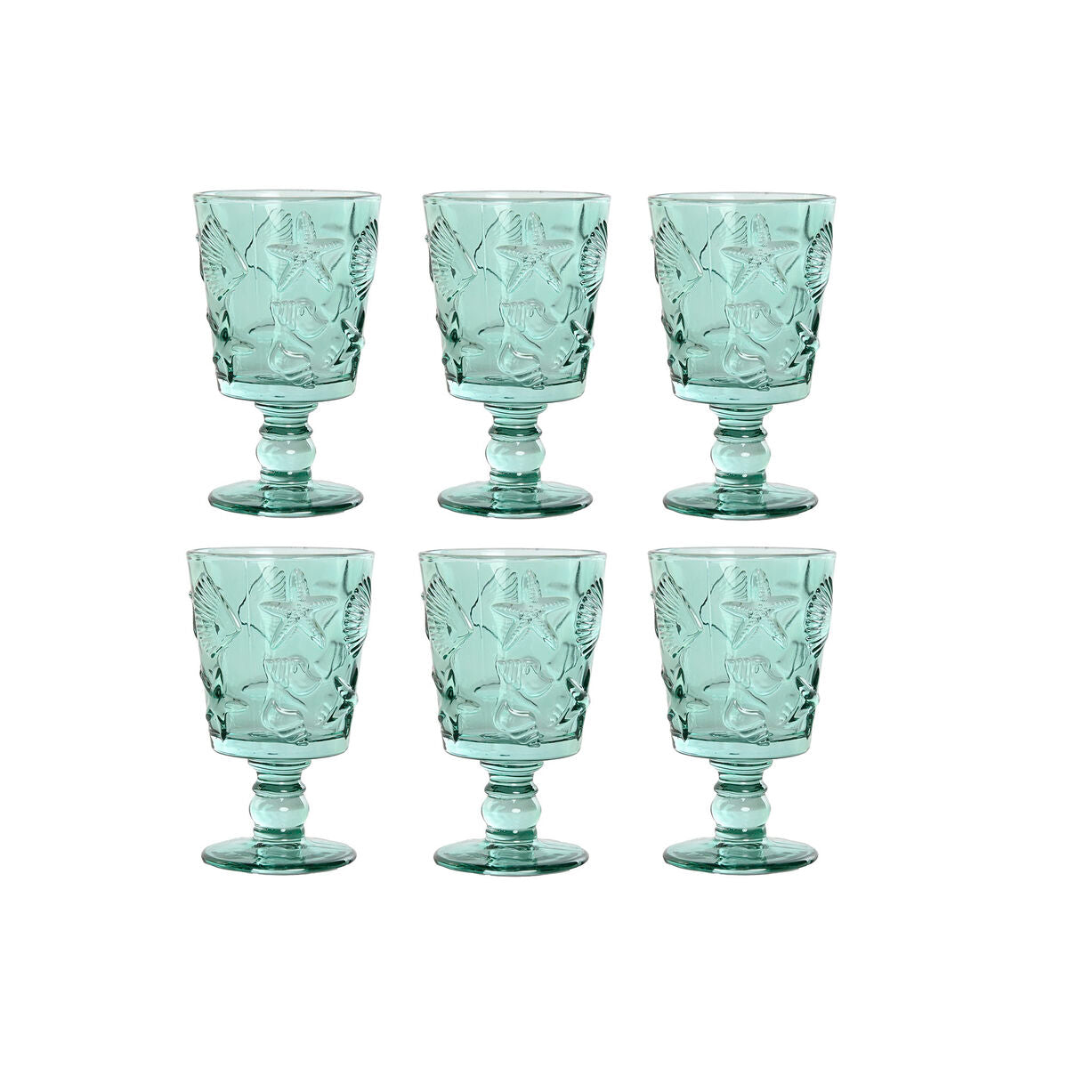 Set de Verres Home ESPRIT Turquoise Verre 345 ml (6 Unités)