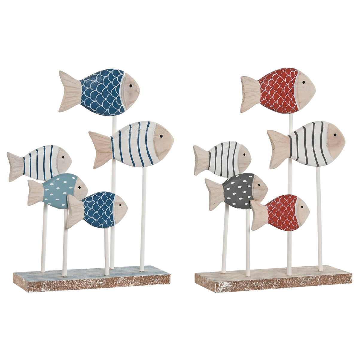 Figurine Décorative Home ESPRIT Bleu Blanc Rouge Poissons 17 x 6 x 25 cm (2 Unités)