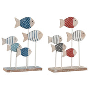 Figurine Décorative Home ESPRIT Bleu Blanc Rouge Poissons 17 x 6 x 25 cm (2 Unités)