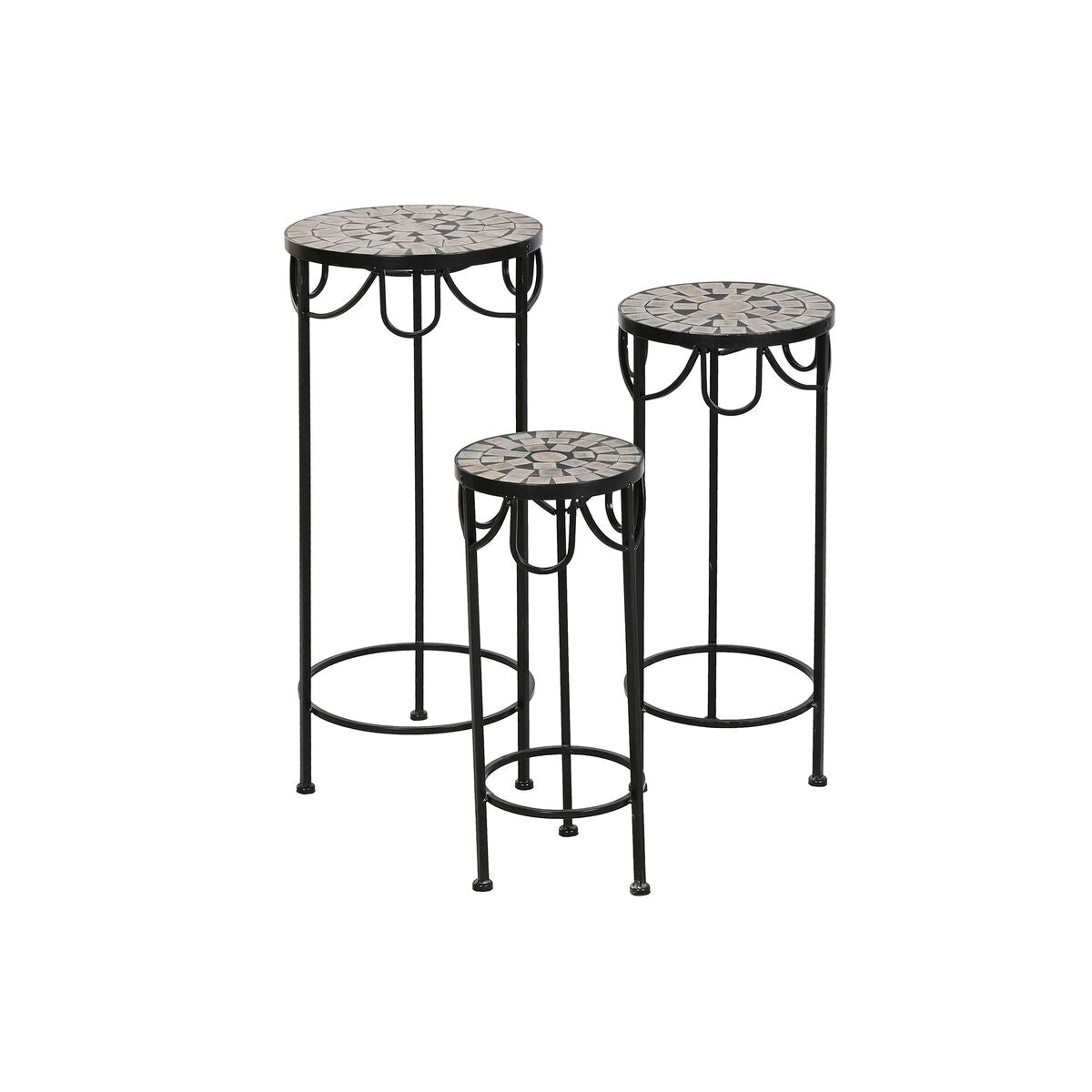 Jeu de 3 tables Home ESPRIT Noir 30 x 30 x 69 cm (3 Pièces)
