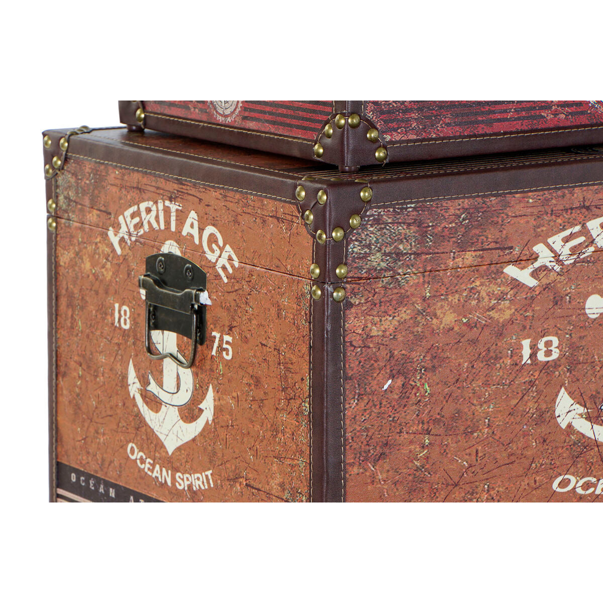 Set de boîtes décoratives Home ESPRIT Multicouleur Bois Toile