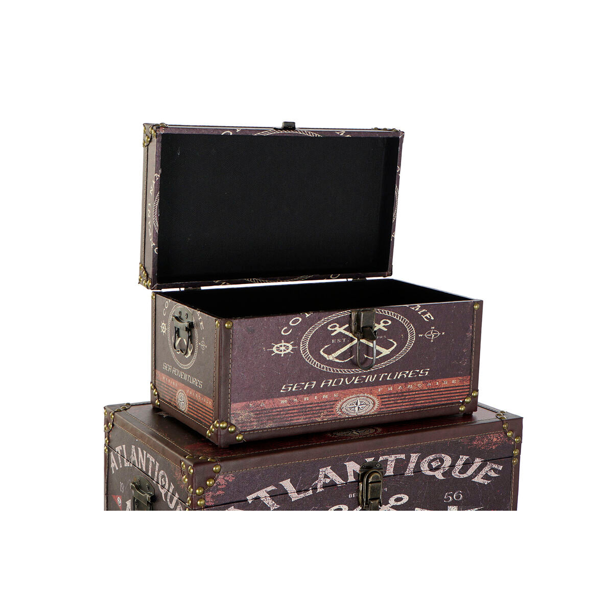 Set de boîtes décoratives Home ESPRIT Multicouleur Bois Toile