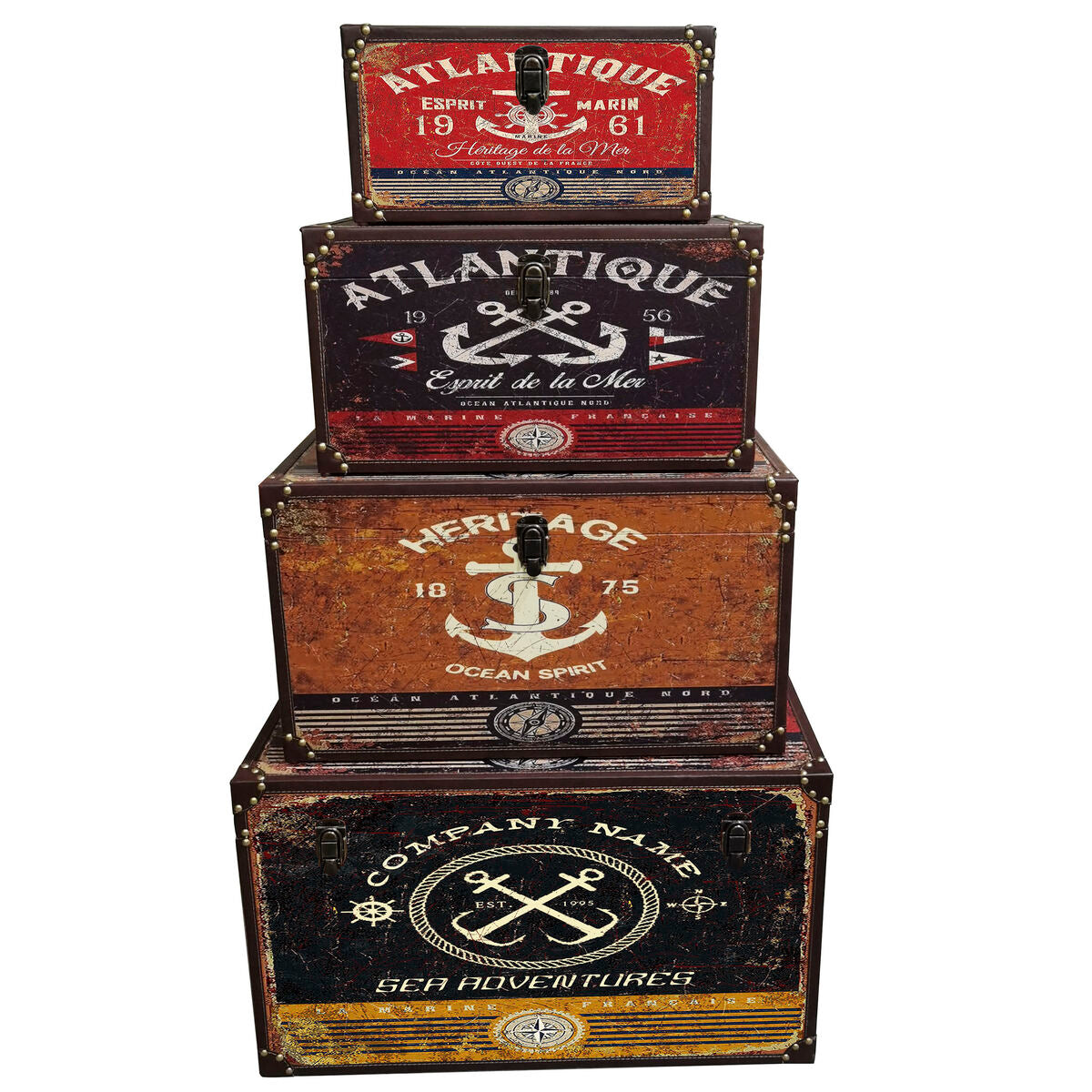 Set de boîtes décoratives Home ESPRIT Multicouleur Bois Toile