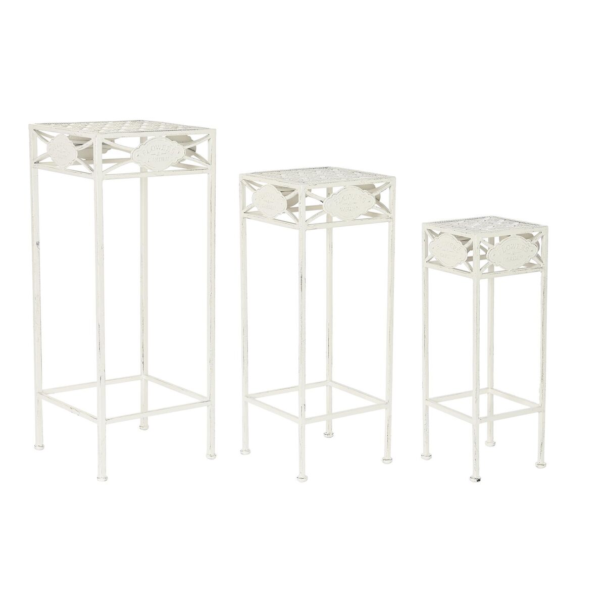 Jeu de 3 tables Home ESPRIT Blanc 30 x 30 x 70 cm (3 Pièces)