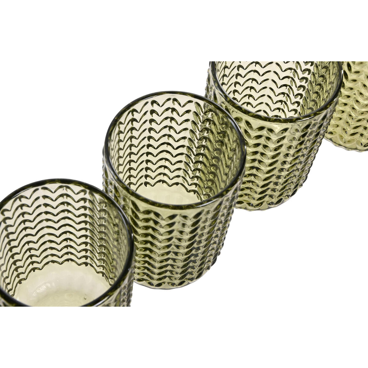 Set de Verres Home ESPRIT Vert Verre Avec relief 420 ml (6 Unités)