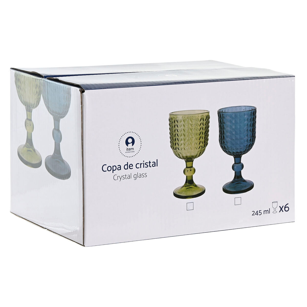Set de Verres Home ESPRIT Vert Verre 260 ml (6 Unités)