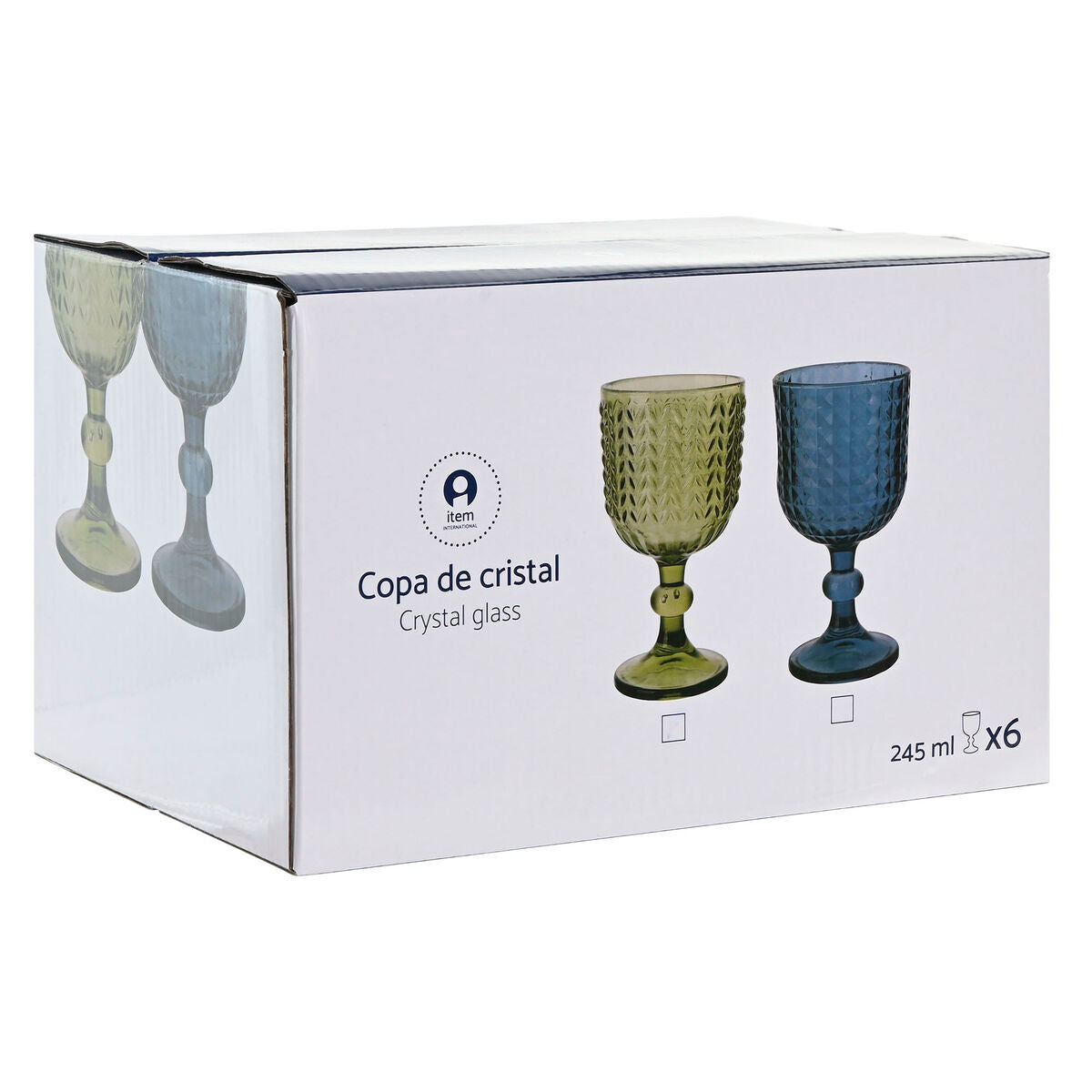 Set de Verres Home ESPRIT Bleu Verre 260 ml (6 Unités)