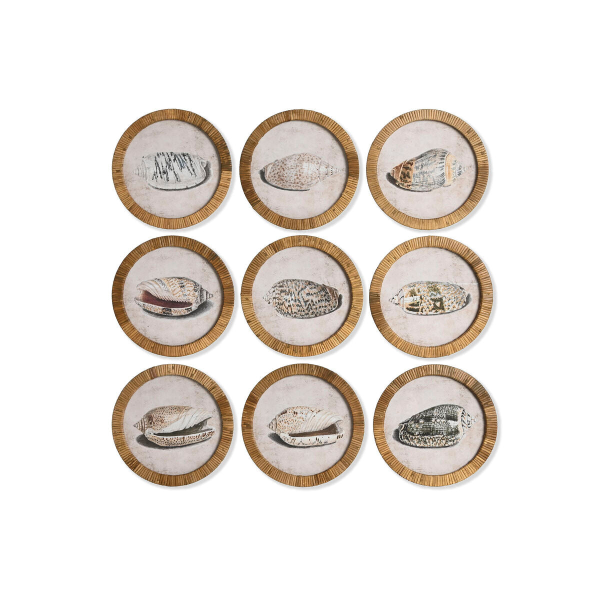 Cadre Home ESPRIT Verre Rotin 30 x 2 x 30 cm (9 Unités)