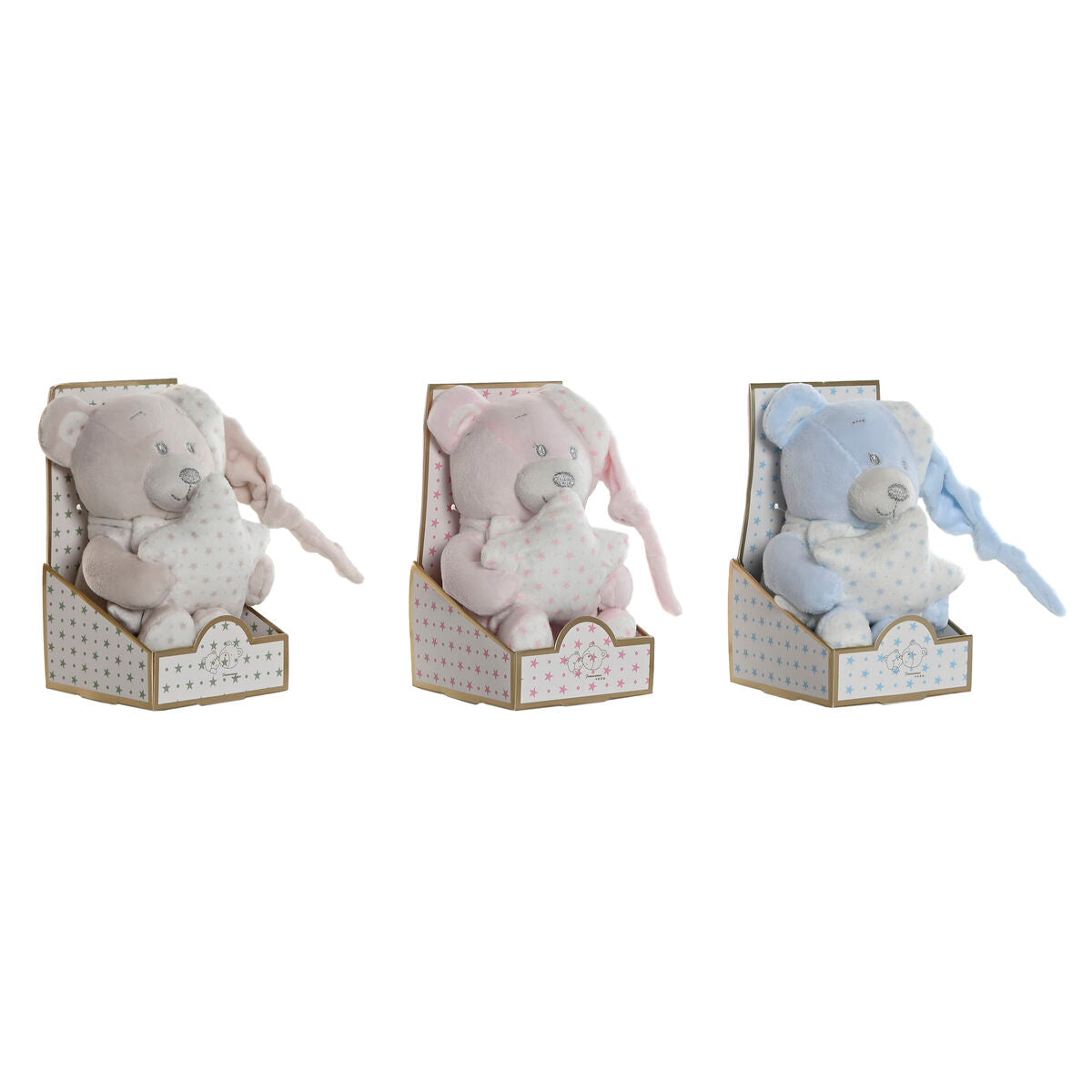 Jouet Peluche Home ESPRIT Bleu Beige Rose Polyester 20 x 10 x 15 cm (3 Unités)