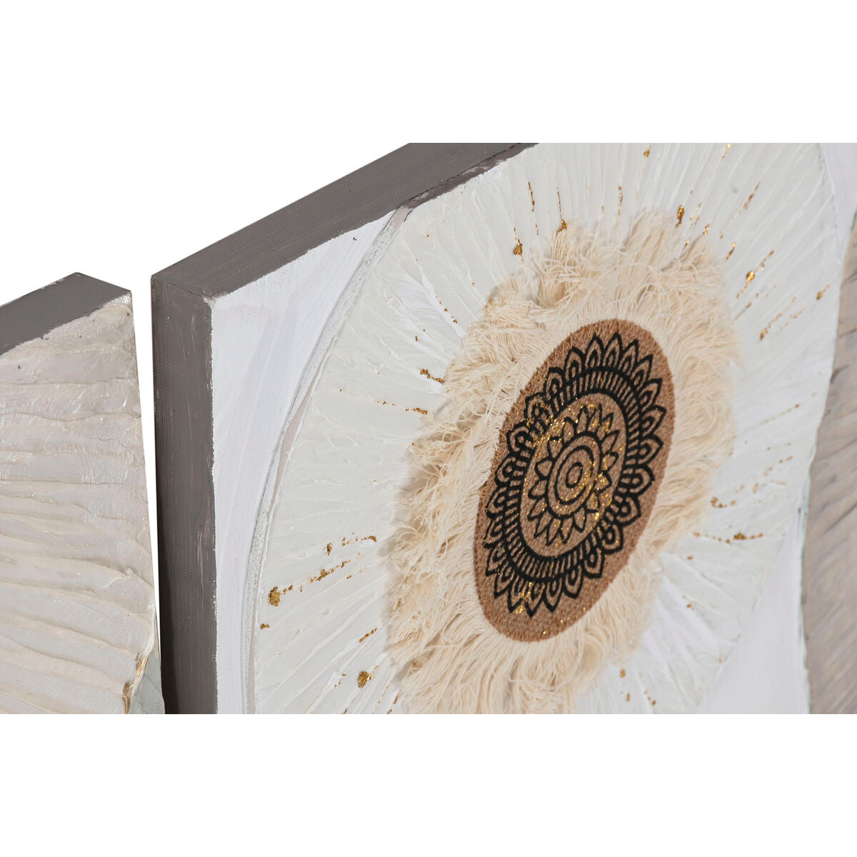 Toile Home ESPRIT Blanc Beige Cercles Scandinave 150 x 3 x 50 cm (2 Unités)